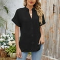 thumbnail image 1 of SHITINN Women Casual Fashion Solid V Neck Short Sleeve Button Loose Shirt Blouse Top Womens Blouses Casual Short Sleeve Tunic Tops for Women Summer Top, 1 of 8