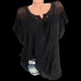 thumbnail image 1 of SHITINN Women Lace Hollow Lace V-Neck Embroidered Short-Sleeved Bat Shirt Top Short Sleeve Womens Tops Summer Fashion Women Women Blouses, 1 of 3