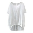 thumbnail image 1 of SHITINN Women Lady Linen Solid T-Shirt Casual Plain Loose Blouse Shirt Asymmetrical Tops Women's Short Sleeve Tops Womens Shirt Spring Tops for Women, 1 of 6