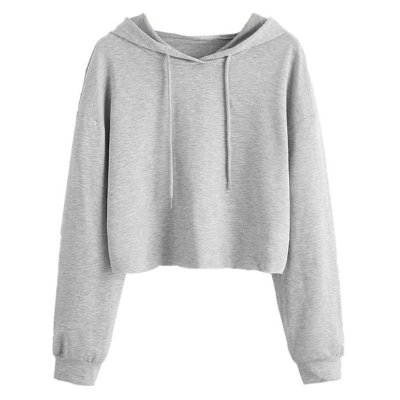 SHITINN Women Long Sleeve Drawstring Crop Sweatshirt Crop Top Hoodie Pullover Top Blouse Womens Tops Short Sleeve Women's Summer Tops Tee Shirts for Women