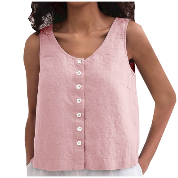 SHITINN Women Loose Lazy Button Vest Linen Loose Feel Versatile Comfortable Sleeveless Top Olive 2x Blouse Shirts for Women Top 5x Tops for Women Dress Shirts Women Shirt Sleeveless Cardigan Fitted