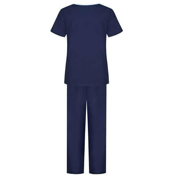 SHITINN Women Scrub Set Casual Nursing Uniforms Navy Blue Womens Scrub Tops Quick Drying Nursing Scrubs Set