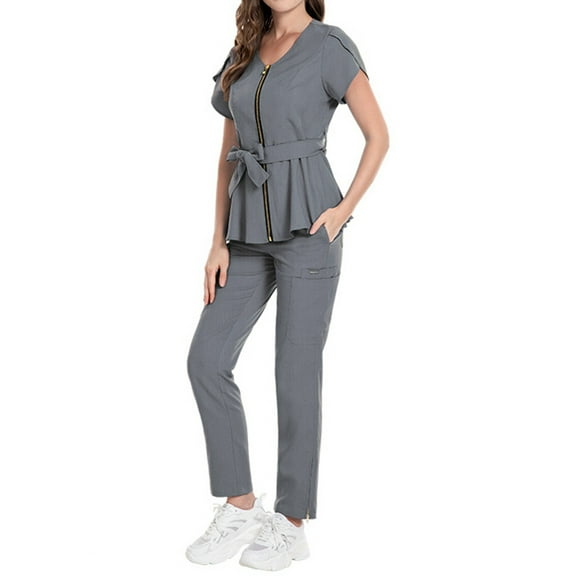 SHITINN Women Scrub Set Cozyfit Scrubs for Women Grey Scrubs Pants for Women Cozy Fit Nurse Scrubs for Women Set