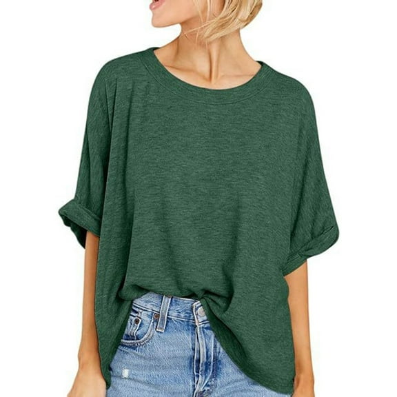 SHITINN Women Shirts Womens Short Sleeve Oversized Tops Summer Crew Neck Loose Casual Tee T Shirt Casual T Shi Short Sleeve Blouses Fashion Clothing