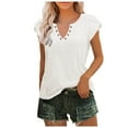 thumbnail image 1 of SHITINN Women Summer Casual Solid Color Shirt V Neck Short Sleeved T Shirt Top Hollowed Out Top Short Sleeve Womens Tops Summer Clothes Women's T Shirts, 1 of 6
