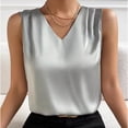 thumbnail image 1 of SHITINN Women Summer V Neck Casual Soild Color Satin Sleeveless Basic Vest Shirt Fashionable Sleeveless Top Long Sleeves Top Women Tops for Women Loose Tang Tops 5 Way Bra Air Top Women Lace Cold, 1 of 5