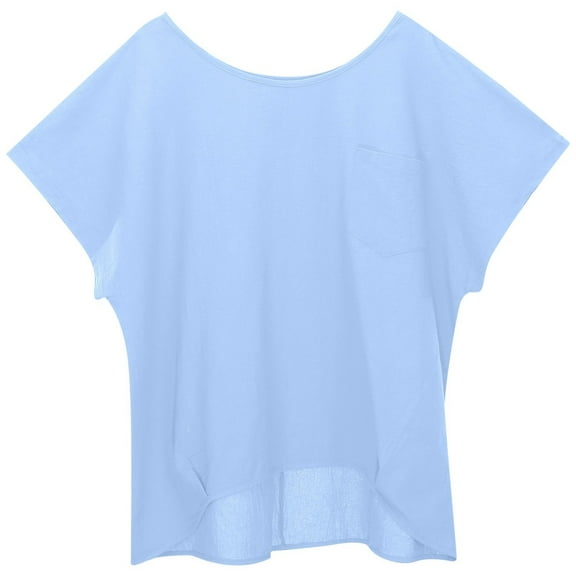 SHITINN Women Tops Casual Pure Color Round Neck Linen Pocket Casual Loose Short Sleeve T Shirt for Women Everyday R Short Sleeve Womens Tops Spring Tops for Women