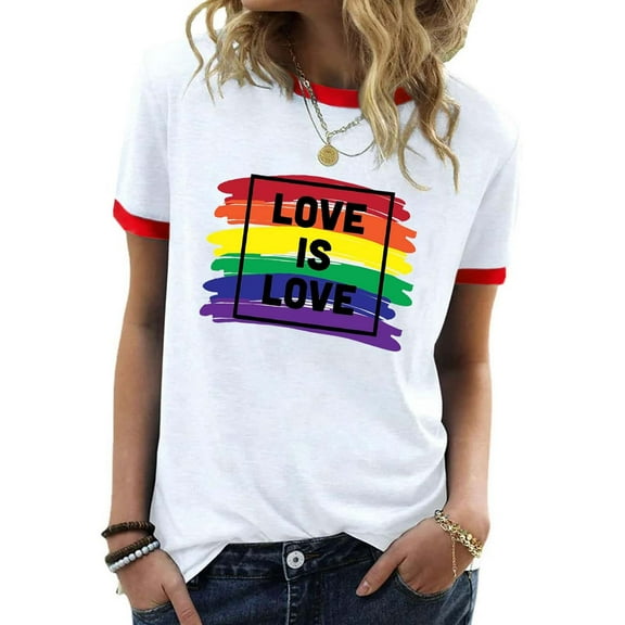 SHITINN Women Tops Casual Women's Rainbow Printed Short Sleeved T Shirt Top Short Sleeve Shirts for Women Lightweight Tops & Blouses