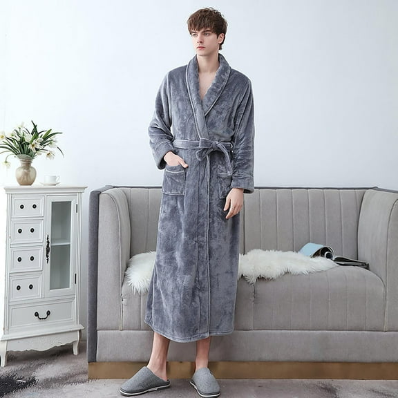 SHITINN Women's Autumn And Winter Flannel Thickened Couple Bathrobe Extended Size Coral Velvet Nightgown Pajamas Comfy Robes for Women Soft Towel Robes for Women Womens Comfy Robes Knee Length