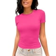 thumbnail image 1 of SHITINN Women's Casual Basic Going Out Crop Tops Slim Fit Short Sleeve Crew Neck Tight T Shirts 2 Short Sleeve Shirts for Women Summer Shirts Women Shirts, 1 of 5