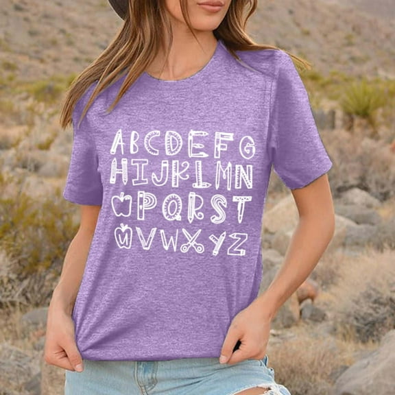 SHITINN Women's Casual Letter Print Short Sleeve T Shirt Top | Trendy Summer Graphic Tees | Soft Womens Tops Short Sleeve Womens Tee Shirts for Women Trendy