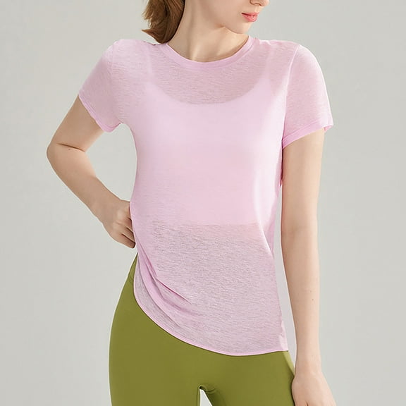 SHITINN Women's Casual Loose Fit Round Neck Short Sleeve T Shirt with Back Cutout for Daily Wear Short Sleeve Blouses Summer Tops Women's Shirts