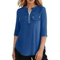 thumbnail image 1 of SHITINN Women's Casual Pocket Zippered 3/4 Sleeve T Shirt Stylish and Functional Womens Blouses Short Sleeve Tunic Tops for Women Summer Top, 1 of 5
