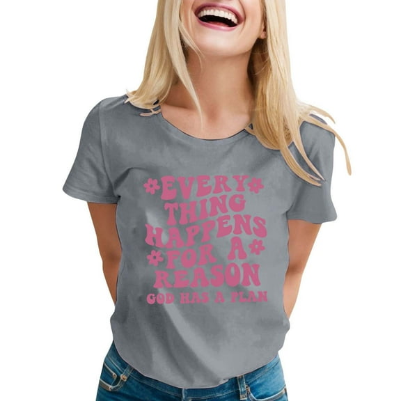 SHITINN Women's Casual Printed Round Neck Short Sleeve T Shirt Top Tshirts Shirts for Women Short Sleeve Tops Clothes for Women