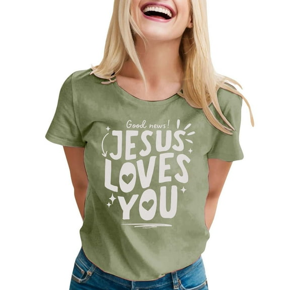 SHITINN Women's Casual Printed Round Neck Short Sleeve T Shirt Top Women Tshirts Womens Tops Short Sleeve Womens Summer Shirts