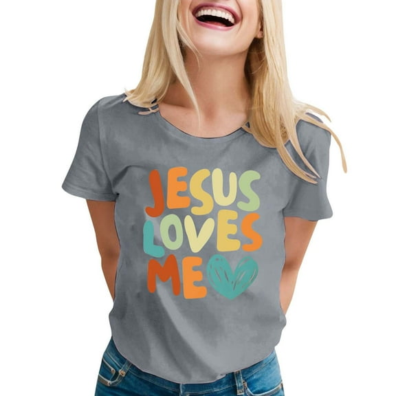 SHITINN Women's Casual Printed Round Neck Short Sleeve T Shirt Top Womens Short Sleeve Shirts Summer Clothes for Women Women Shirts