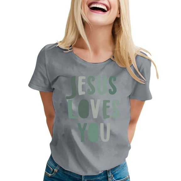 SHITINN Women's Casual Printed Round Neck Short Sleeve T Shirt Top Womens Tshirts Short Sleeve Shirts for Women Womens Tops Summer