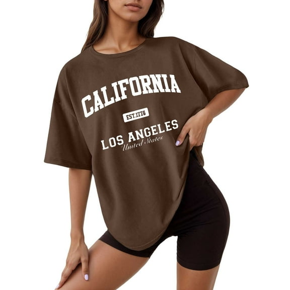 SHITINN Women's Casual Printed Round Neck Short Sleeved Loose T Shirt Short Sleeve Tops Casual Womens Tops Cute Summer Tops