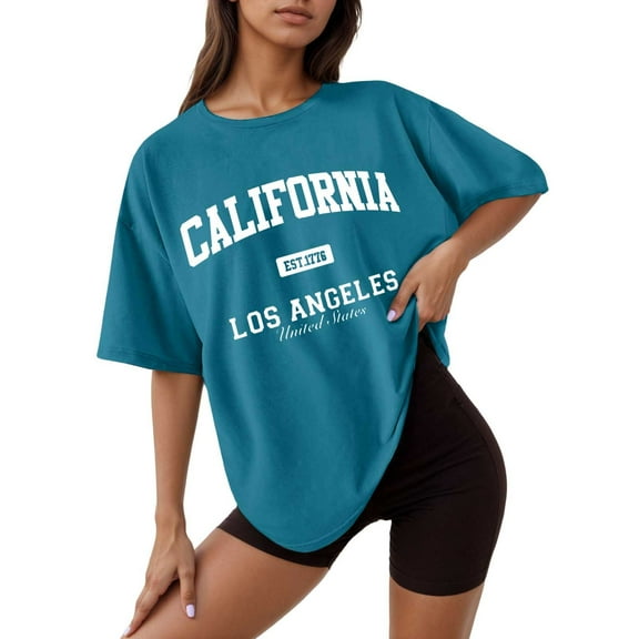 SHITINN Women's Casual Printed Round Neck Short Sleeved Loose T Shirt Short Sleeve Tunic Tops for Women T Shirts Women Women Summer Top