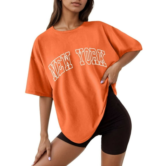 SHITINN Women's Casual Printed Round Neck Short Sleeved Loose T Shirt Short Sleeve Womens Tops Women Shirts Casual Summer Clothes