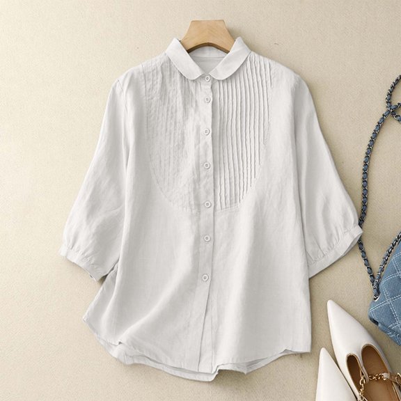 SHITINN Women's Casual Short Sleeve Button Down T Shirt Comfortable Summer Top with Turn Down Col Short Sleeve Blouses Womens Summer Tops Casual Womens Tops Trendy