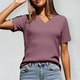 thumbnail image 1 of SHITINN Women's Casual V Neck Short Sleeve Loose Fit Striped T Shirt for Daily Wear Vacation Spri Women Short Sleeve Tops Summer Outfits for Women Shirts for Women, 1 of 3
