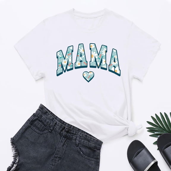 SHITINN Women's Fashion Alphabet Print Day Graphic T Shirt Blouse for Women Short Sleeve Shirts for Women Loose Fitting Tops for Women