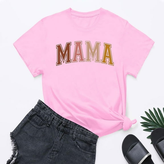 SHITINN Women's Fashion Alphabet Print Day Graphic T Shirt Blouse for Women Women's Short Sleeve Tops Summer Tops for Women