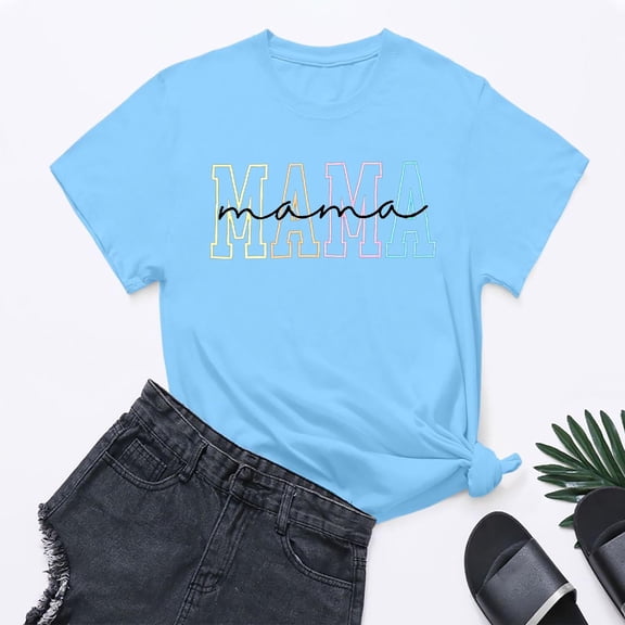 SHITINN Women's Fashion Alphabet Print Day Graphic T Shirt Women's Blouses Short Sleeve Blouses Womens Summer T Shirts