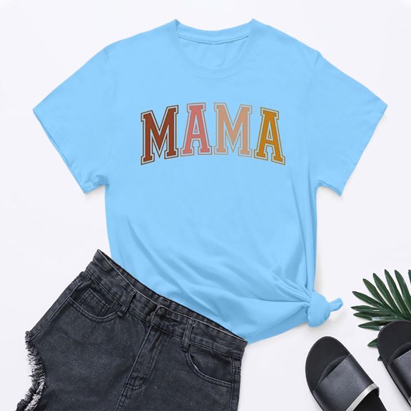 SHITINN Women's Fashion Alphabet Print Day Graphic T Shirt Women's Blouses Women Short Sleeve Tops Summer Shirts Women