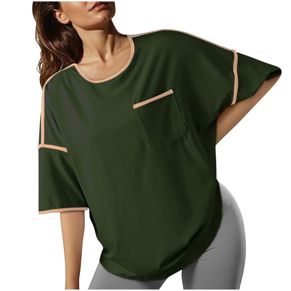 SHITINN Women's Fashion Casual Loose Round Neck Short Sleeve Top T Shirt Short Sleeve Womens Tops Shirts for Women Womens Summer Blouses