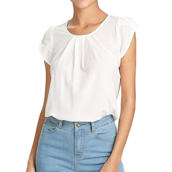 SHITINN Women's Fashion Casual Solid Color Button Short Sleeve Top Womens Short Sleeve Tops Spring Tops for Women Women's T Shirts