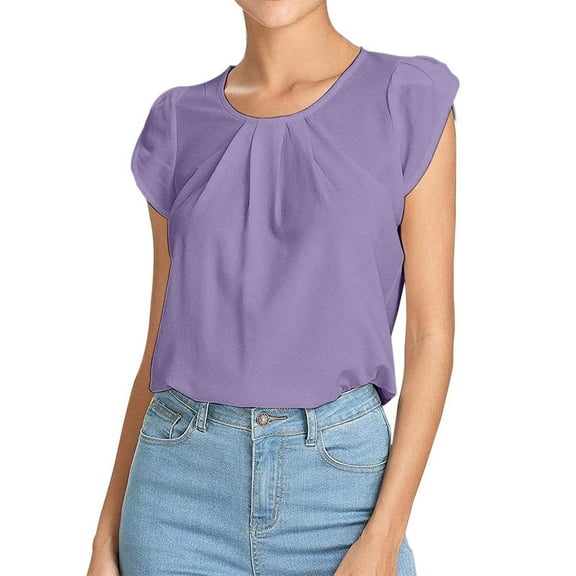 SHITINN Women's Fashion Casual Solid Color Button Short Sleeve Top Womens Summer Tops Short Sleeve Womens Summer Outfits Womens Shirts