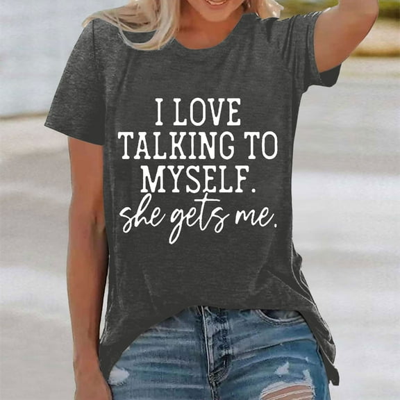 SHITINN Women's Fashion Print Top Loose Crew Neck T Shirt Short Sleeve Blouses for Women Shirts for Women Summer Shirts