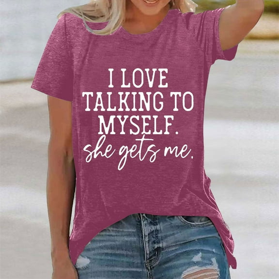 SHITINN Women's Fashion Print Top Loose Crew Neck T Shirt Short Sleeve Tops T Shirts for Women Summer Clothes