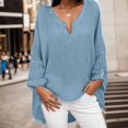 thumbnail image 1 of SHITINN Women's Fashion Sleeve Shirt V Neck Solid Top Plus Casual Women Size Color Long Blouse Loose Women's Blou Short Sleeve Blouses for Women Womens Summer T Shirts, 1 of 3