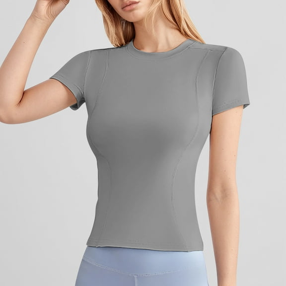 SHITINN Women's Fashion T Shirt Slim Fit Short Sleeve Round Neck Top for Casual Yoga Workout Dail Womens Summer Tops Short Sleeve Womens Tops Summer Women's Clothes