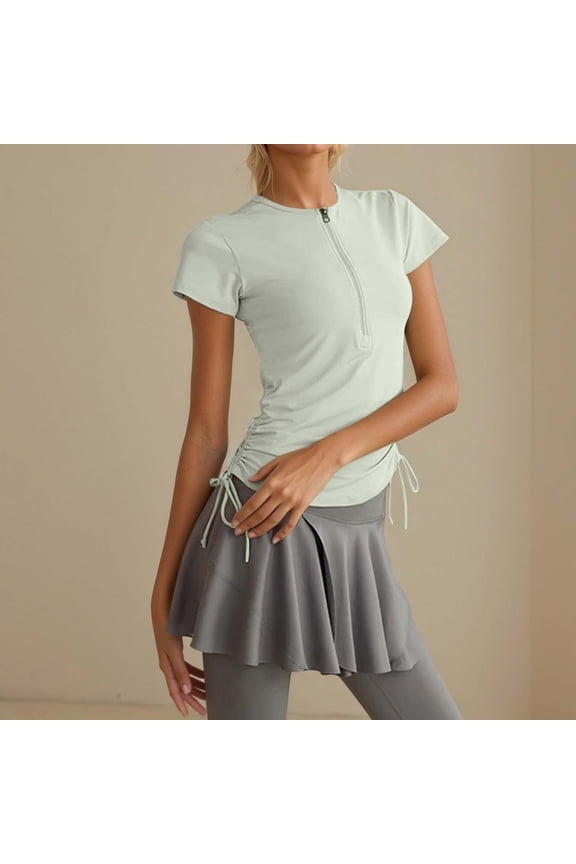 Women's Half Zip Short Sleeve Tight Running Fitness Yoga Top Breathable and for Summer Womens Short Sleeve Tops Womens Summer Tops Casual Tee Shirts Womens