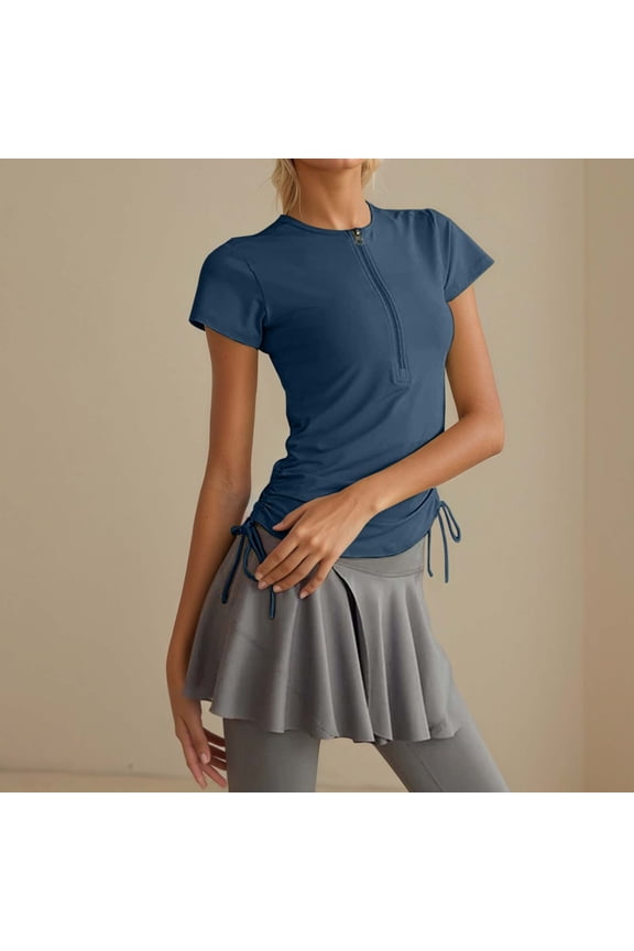 Women's Half Zip Short Sleeve Tight Running Fitness Yoga Top Breathable and for Summer Womens Tops Short Sleeve Womens Shirts Summer Tshirts Shirts for Women