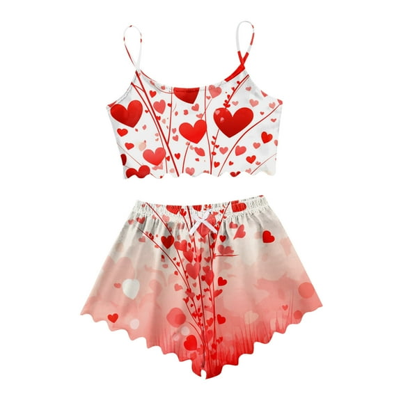 SHITINN Women's Heart Print Casual Pajama Shorts Set Womens Pajama Shorts Button up Pajamas for Women Womens Christmas Pajama Set Bridal Party Getting Ready Outfits Sleepwear Women Bride Outfit
