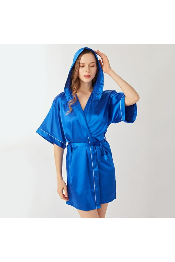 Women's Hooded Silk Robes Satin Kimono Robe Short Bathrobe Bridesmaid Wedding Party Sleepwear Robes for Women Long 3x Ladies Robes 20 Fancy Robes for Women