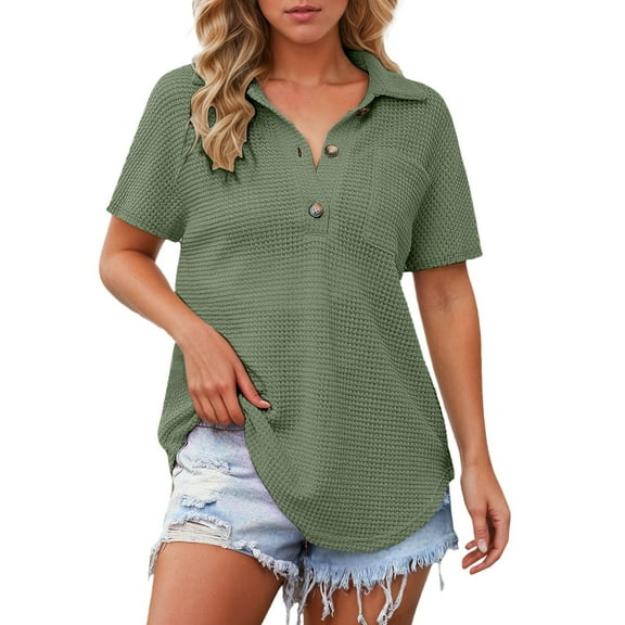 SHITINN Women's Knit Shirt Top Womens T-Shirts Short Sleeve Blouses Summer Clothes for Women