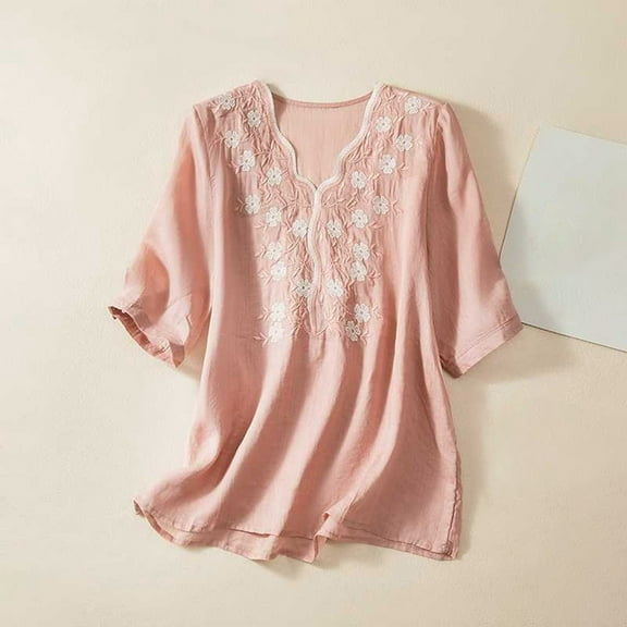 SHITINN Women's Literary Small Fresh V Neck Thin Shirt Cute Short Sleeve Tops for Women Spring Tops for Women Casual Tops for Women