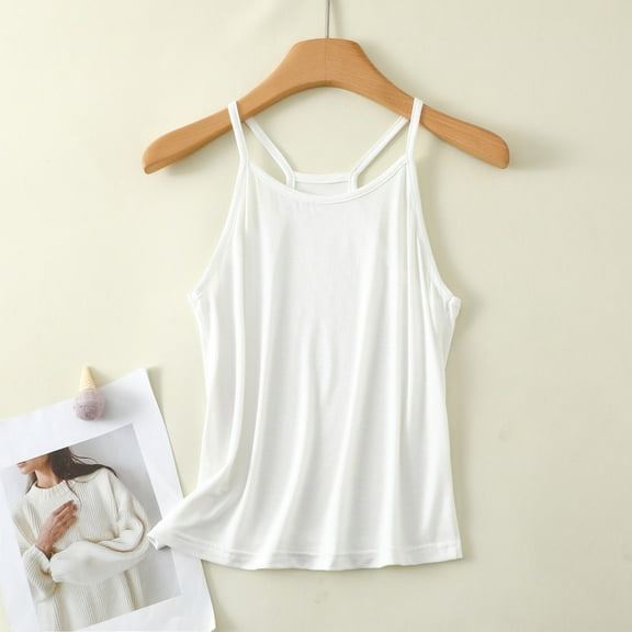 SHITINN Women's Neck Sleeveless Knit Ribbed Fitted Casual Crop Tank Top plus Size Womens Camisoles with Shelf Bra Sleep for Women Crop Top Tops for Women Thin Strap Workout Bras for Teen Girls Nylon