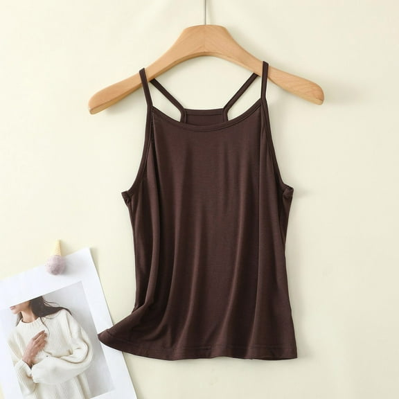 SHITINN Women's Neck Sleeveless Knit Ribbed Fitted Casual Crop Tank Top plus Size Womens Camisoles with Shelf Bra Sleep for Women Crop Top Tops for Women Thin Strap Workout Bras for Teen Girls Nylon