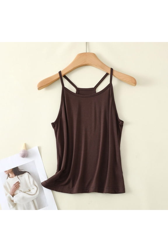 Women's Neck Sleeveless Knit Ribbed Fitted Casual Crop Tank Top plus Size Womens Camisoles with Shelf Bra Sleep for Women Crop Top Tops for Women Thin Strap Workout Bras for Teen Girls Nylon