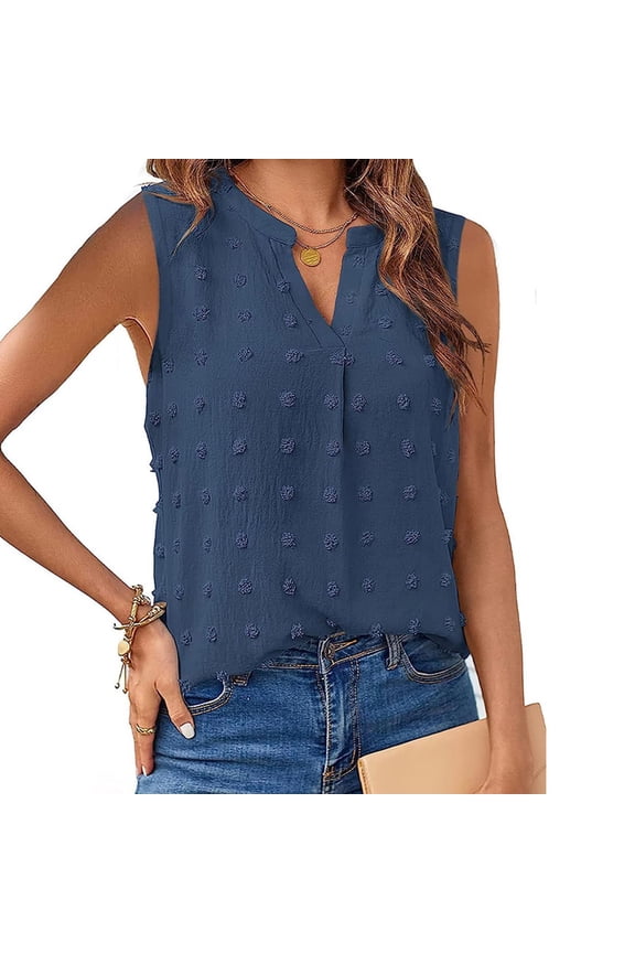 Women's New Jacquard Sleeveless V Neck Tank Top T Shirt Short Sleeve Blouses for Women Summer Shirts Women Women Blouse