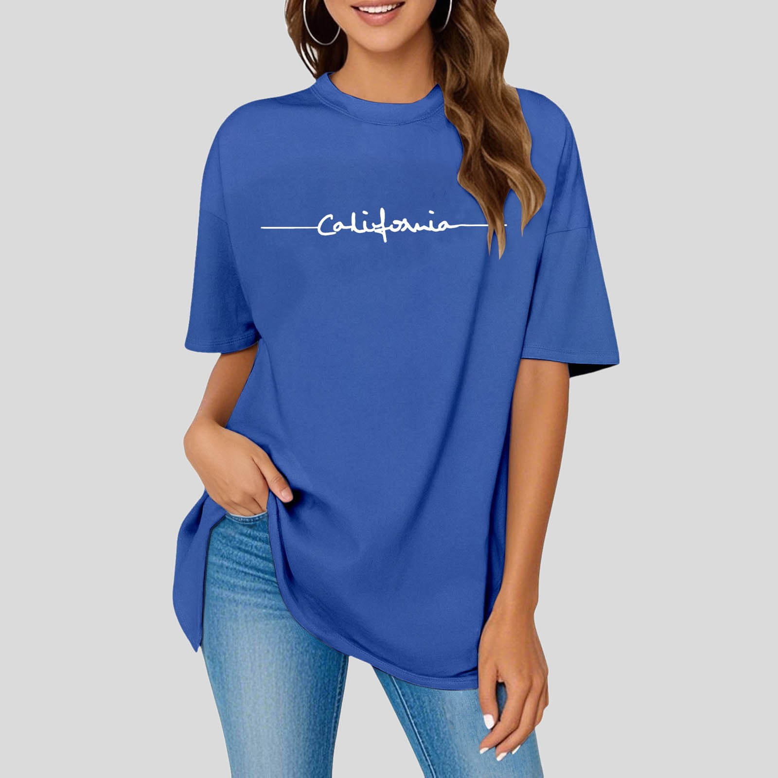 All-Over Print Women's Short Sleeves T-shirt With Hem Split