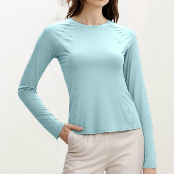 SHITINN Women's Protective Wicking Long Sleeve Yoga Fitness Shirt & Breathable for Running & Spor Short Sleeve Blouses for Women Women's Blouses Summer Clothes for Women