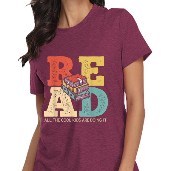 SHITINN Women's Reading Shirt Book Lover T Shirt Women's Reading Teacher Short Sleeved T Shirt Womens Shirts Casual Short Sleeve Tops for Women Womens Summer Blouses